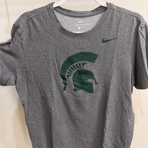 Nike Gray Tee with Green Spartan Graphic